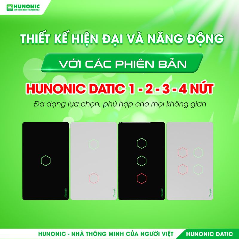 Công Tắc Cảm Ứng 4 Nút Wifi Hunonic Datic Màu Trắng